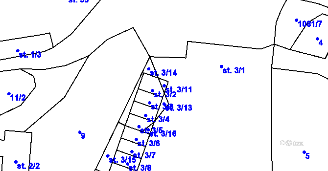 Parcela st. 3/11 v KÚ Zhoř u Milevska, Katastrální mapa