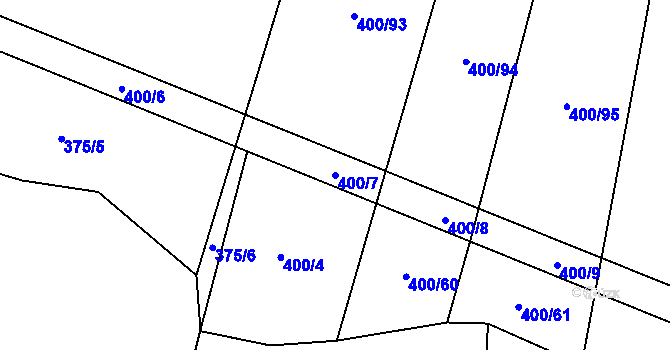 Parcela st. 400/7 v KÚ Zhoř u Milevska, Katastrální mapa