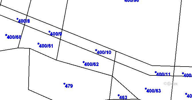 Parcela st. 400/10 v KÚ Zhoř u Milevska, Katastrální mapa