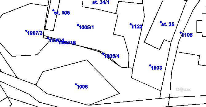 Parcela st. 1005/4 v KÚ Zhoř u Milevska, Katastrální mapa