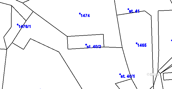 Parcela st. 40/2 v KÚ Březí u Milevska, Katastrální mapa
