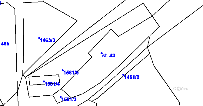 Parcela st. 43 v KÚ Březí u Milevska, Katastrální mapa