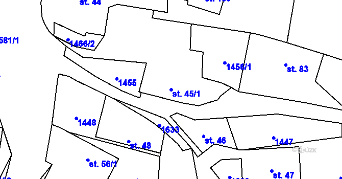 Parcela st. 45/1 v KÚ Březí u Milevska, Katastrální mapa
