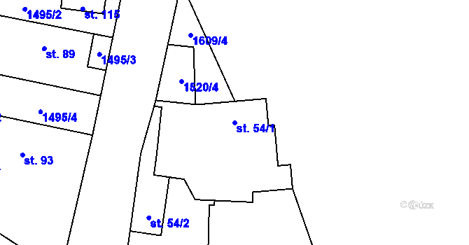 Parcela st. 54/1 v KÚ Březí u Milevska, Katastrální mapa