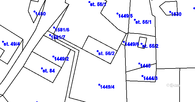 Parcela st. 56/2 v KÚ Březí u Milevska, Katastrální mapa