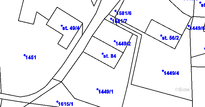 Parcela st. 84 v KÚ Březí u Milevska, Katastrální mapa