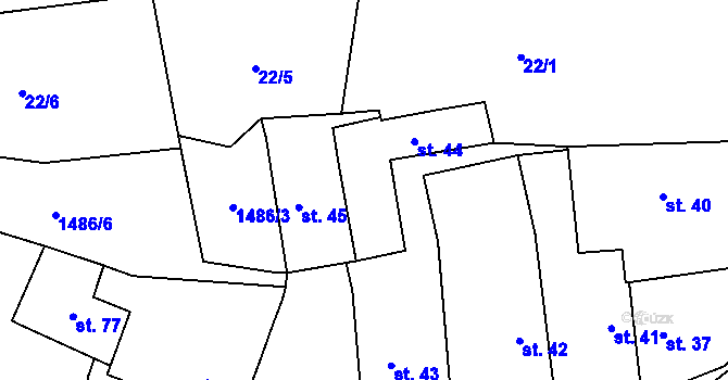 Parcela st. 44 v KÚ Telice, Katastrální mapa