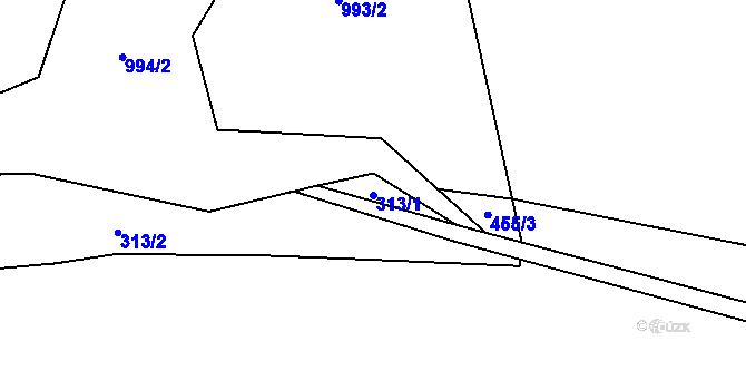 Parcela st. 313/1 v KÚ Telice, Katastrální mapa