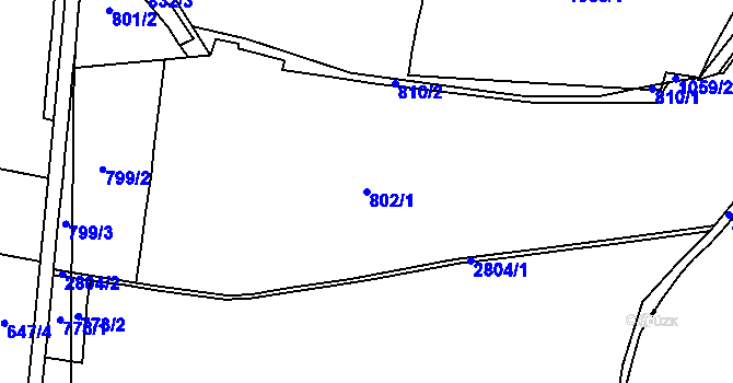 Parcela st. 802/1 v KÚ Zhoř u Stříbra, Katastrální mapa