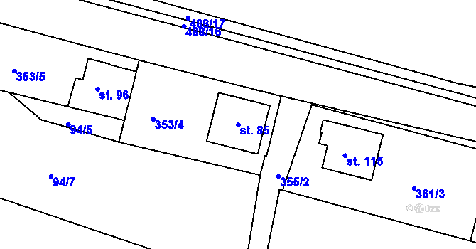 Parcela st. 85 v KÚ Zhoř u České Třebové, Katastrální mapa