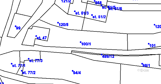 Parcela st. 100/1 v KÚ Zhoř u České Třebové, Katastrální mapa