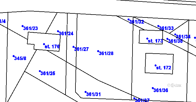 Parcela st. 361/28 v KÚ Zhoř u České Třebové, Katastrální mapa