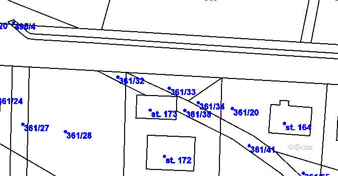 Parcela st. 361/33 v KÚ Zhoř u České Třebové, Katastrální mapa