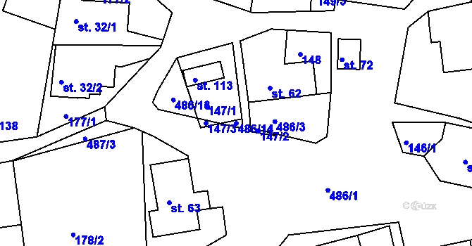 Parcela st. 486/14 v KÚ Zhoř u České Třebové, Katastrální mapa