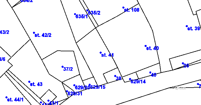 Parcela st. 41 v KÚ Zhoř u Jihlavy, Katastrální mapa