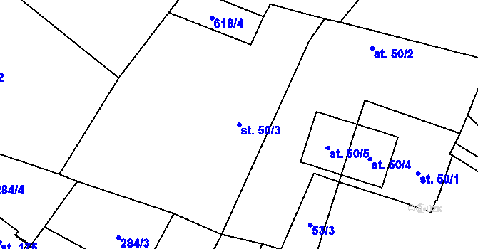 Parcela st. 50/3 v KÚ Zhoř u Jihlavy, Katastrální mapa