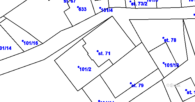 Parcela st. 71 v KÚ Zhoř u Jihlavy, Katastrální mapa