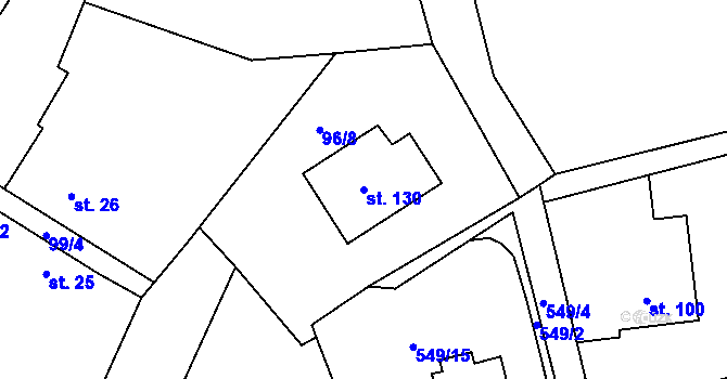 Parcela st. 130 v KÚ Zhoř u Jihlavy, Katastrální mapa