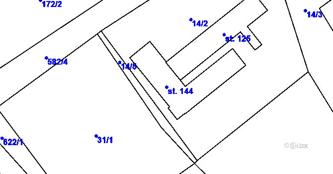 Parcela st. 144 v KÚ Zhoř u Jihlavy, Katastrální mapa