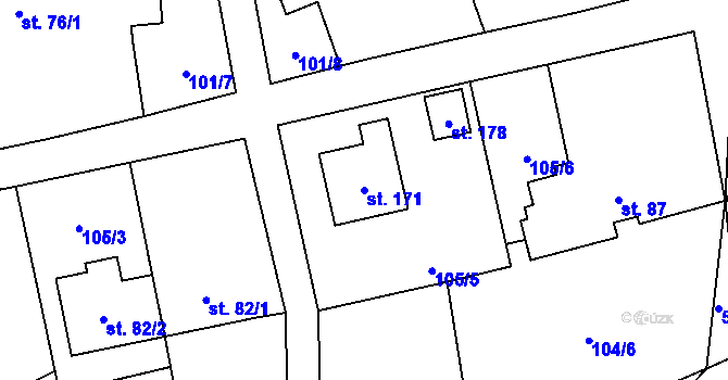 Parcela st. 171 v KÚ Zhoř u Jihlavy, Katastrální mapa
