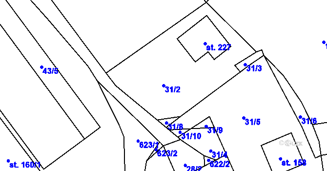 Parcela st. 31/2 v KÚ Zhoř u Jihlavy, Katastrální mapa