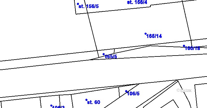 Parcela st. 165/5 v KÚ Zhoř u Jihlavy, Katastrální mapa