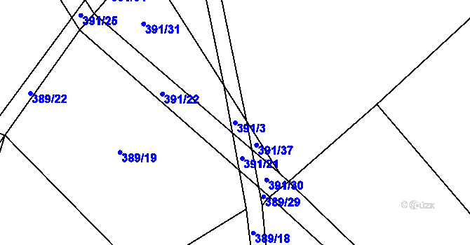 Parcela st. 391/3 v KÚ Zhoř u Jihlavy, Katastrální mapa