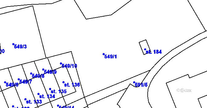 Parcela st. 549/1 v KÚ Zhoř u Jihlavy, Katastrální mapa