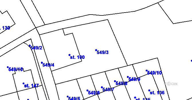 Parcela st. 549/3 v KÚ Zhoř u Jihlavy, Katastrální mapa