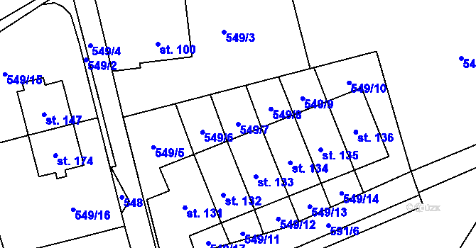 Parcela st. 549/7 v KÚ Zhoř u Jihlavy, Katastrální mapa