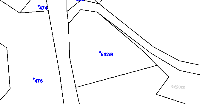 Parcela st. 512/9 v KÚ Zhoř u Jihlavy, Katastrální mapa