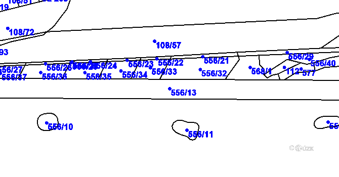 Parcela st. 556/13 v KÚ Zhoř u Jihlavy, Katastrální mapa