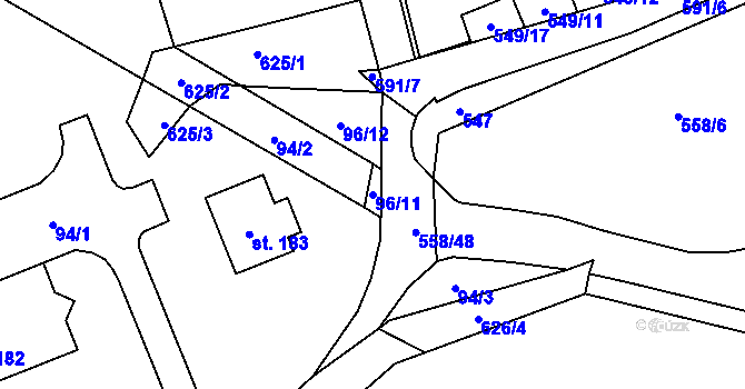 Parcela st. 96/11 v KÚ Zhoř u Jihlavy, Katastrální mapa