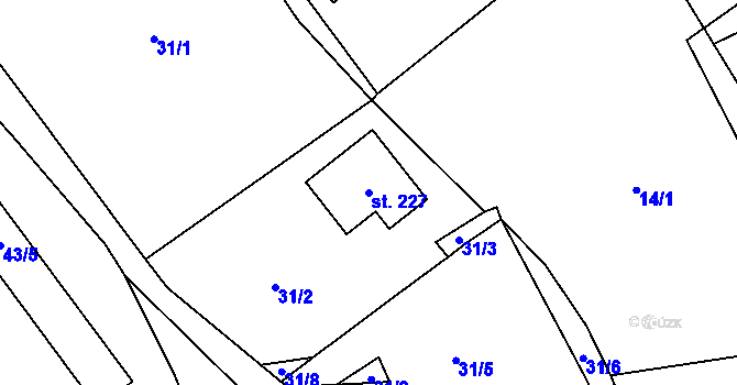 Parcela st. 227 v KÚ Zhoř u Jihlavy, Katastrální mapa