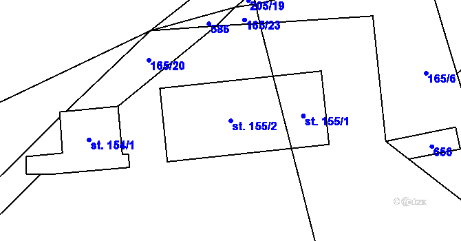Parcela st. 155/2 v KÚ Zhoř u Jihlavy, Katastrální mapa