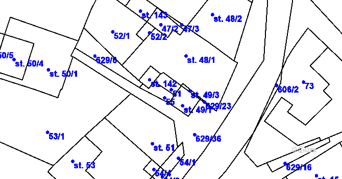 Parcela st. 51 v KÚ Zhoř u Jihlavy, Katastrální mapa