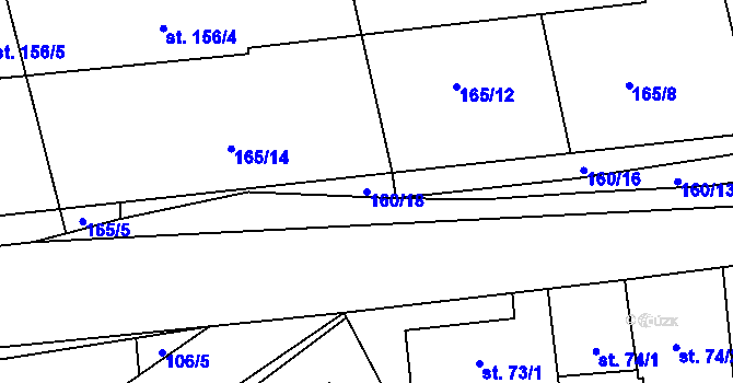 Parcela st. 160/18 v KÚ Zhoř u Jihlavy, Katastrální mapa