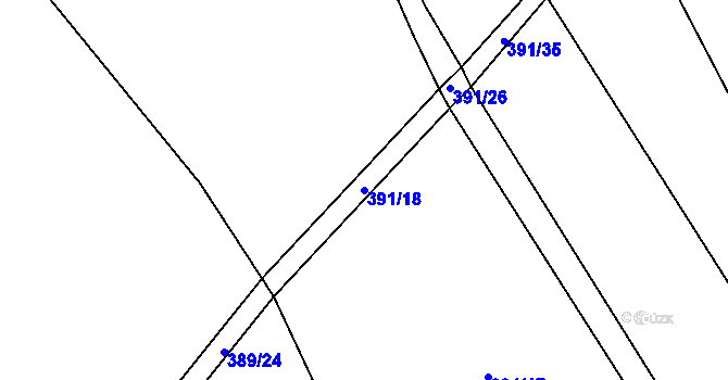 Parcela st. 391/18 v KÚ Zhoř u Jihlavy, Katastrální mapa