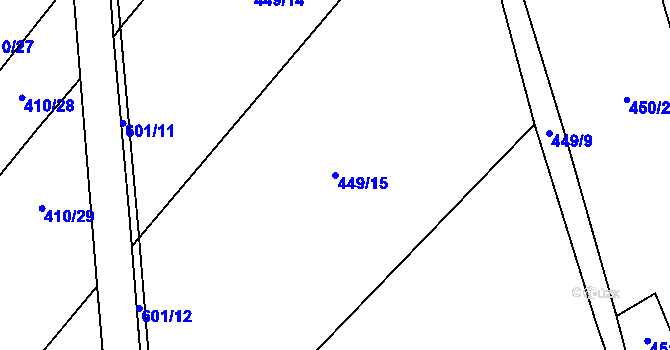 Parcela st. 449/15 v KÚ Zhoř u Jihlavy, Katastrální mapa