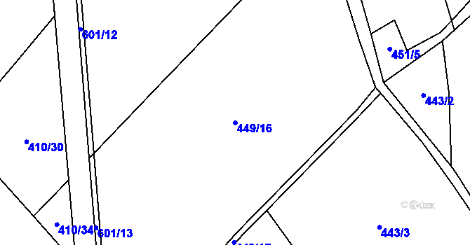 Parcela st. 449/16 v KÚ Zhoř u Jihlavy, Katastrální mapa