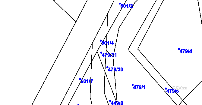 Parcela st. 479/31 v KÚ Zhoř u Jihlavy, Katastrální mapa
