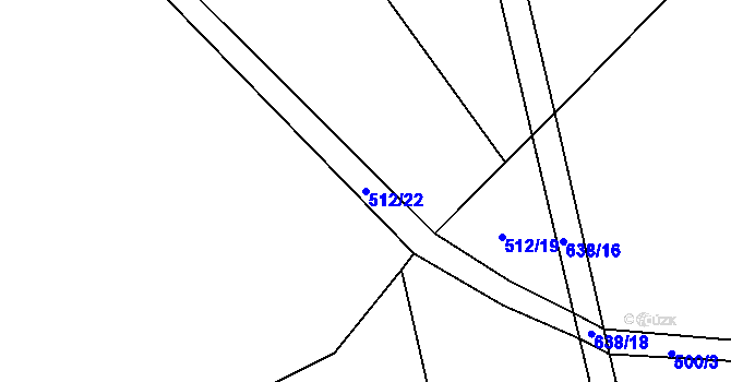 Parcela st. 512/22 v KÚ Zhoř u Jihlavy, Katastrální mapa