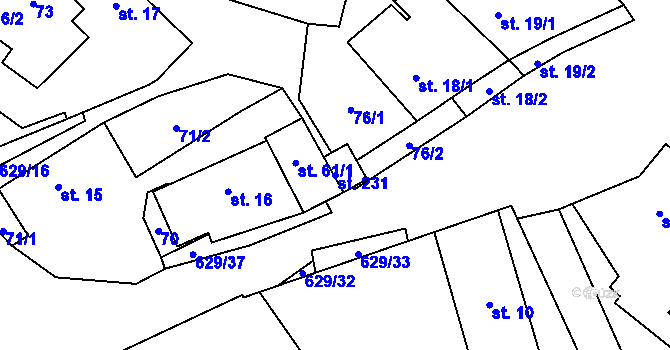 Parcela st. 231 v KÚ Zhoř u Jihlavy, Katastrální mapa