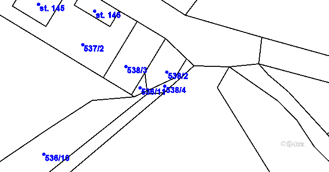 Parcela st. 538/4 v KÚ Zhoř u Jihlavy, Katastrální mapa
