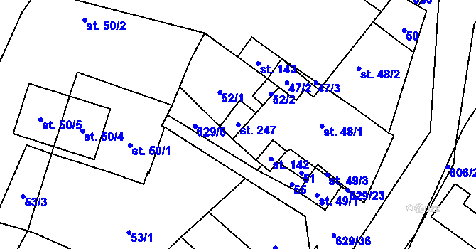 Parcela st. 247 v KÚ Zhoř u Jihlavy, Katastrální mapa