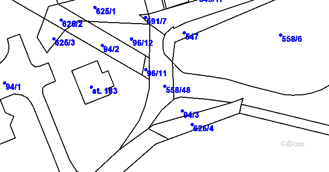 Parcela st. 558/48 v KÚ Zhoř u Jihlavy, Katastrální mapa