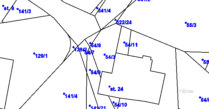 Parcela st. 54/3 v KÚ Bedřichov u Zhořce, Katastrální mapa