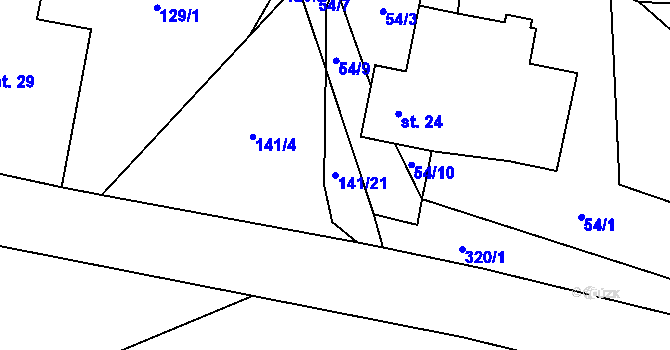 Parcela st. 141/21 v KÚ Bedřichov u Zhořce, Katastrální mapa