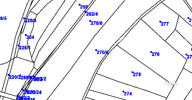 Parcela st. 270/5 v KÚ Velká Rovná, Katastrální mapa