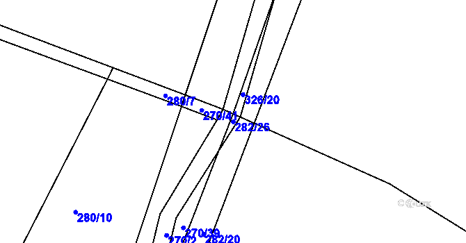 Parcela st. 282/26 v KÚ Velká Rovná, Katastrální mapa